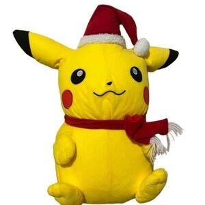 Pokemon Pikachu Stuffed Plush Christmas Santa Hat Large 24 inch